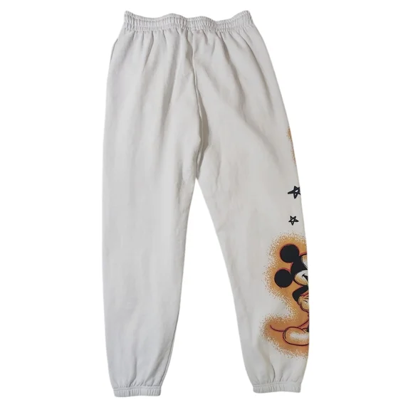 Disney Mickey Mouse Happiness Star Fleece Sweatpants sz M white - Picture 9 of 11
